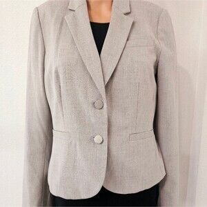 Calvin Klein Women's Gray Two-Button Blazer Size 12P